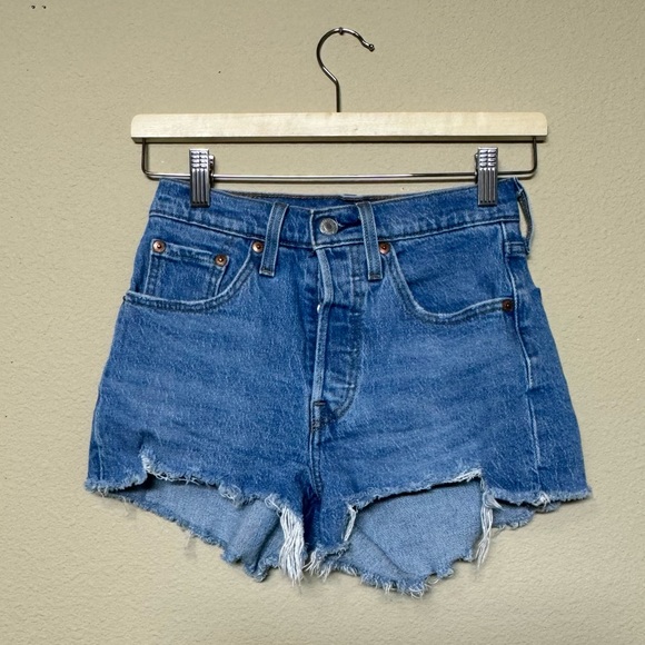 Levi's Pants - Levi's 501 shorts women 24 cotton blend high rise daisy dukes denim blue